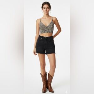 Zara Leopard Print Cropped Top With Adjustable Straps